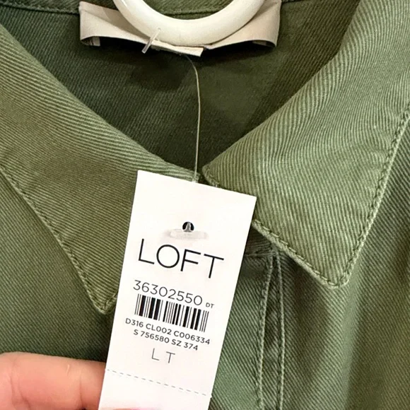 LOFT Olive Green Long Sleeve Utility Dress - Tall - Picture 2 of 11